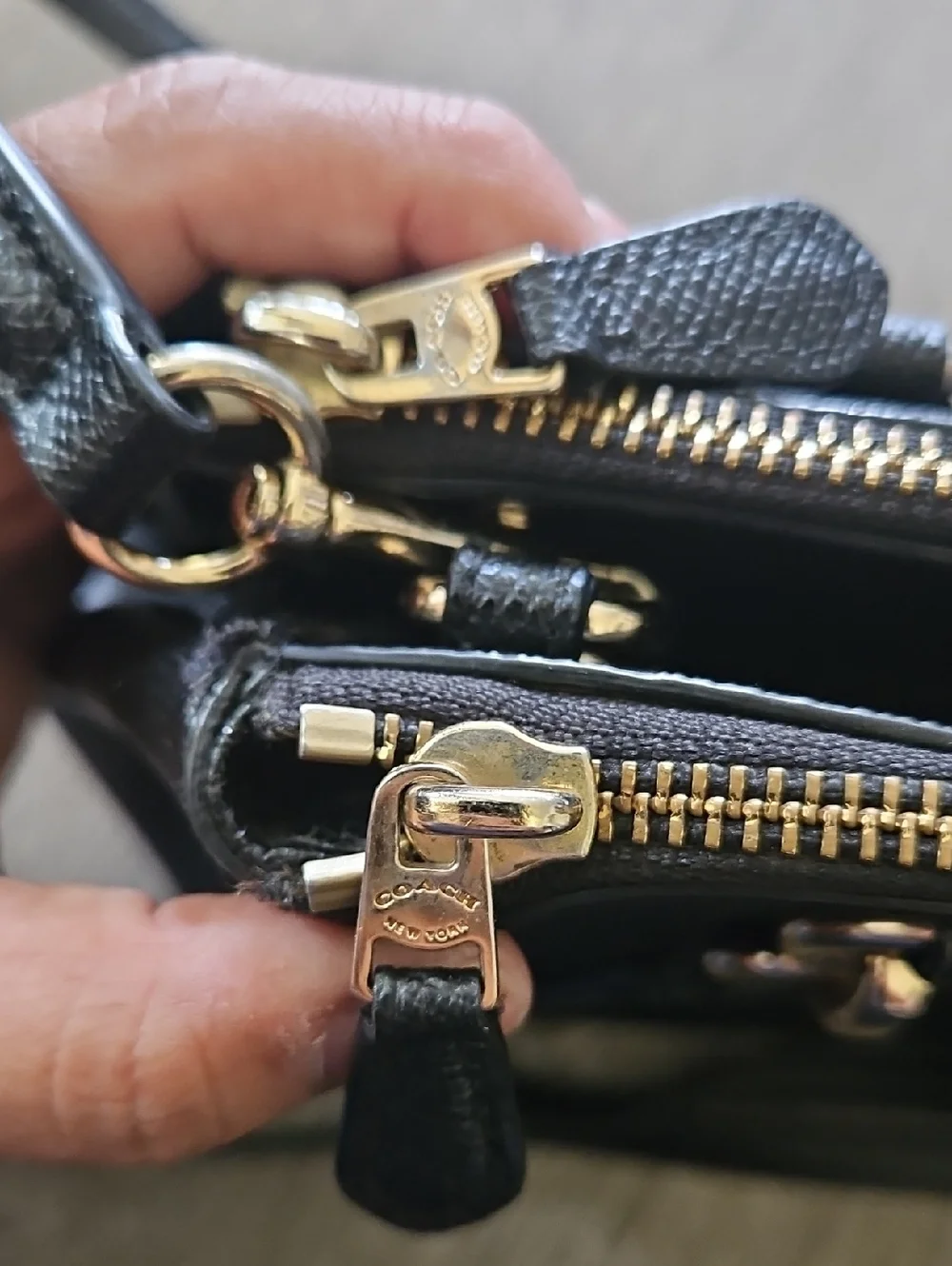 Coach Black Leather Shoulder Bag with Gold Accents - Picture 6 of 7